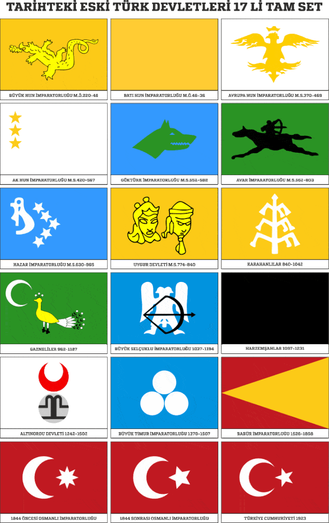17'li Eski Türk Devleti Bayrakları - 27'li Türk Devleti Bayrakları